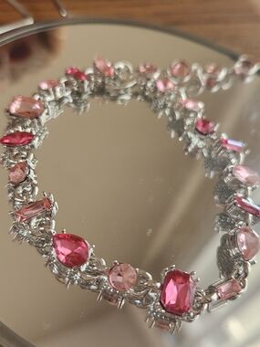 Pink Crystal Bracelet Made With Sparkling Swarovski Crystal In Rhodium Plating